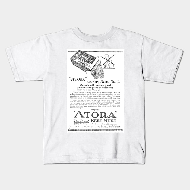 Hugon & Co. - Hugons 'Atora' Beef Suet - 1929 Vintage Advert Kids T-Shirt by BASlade93